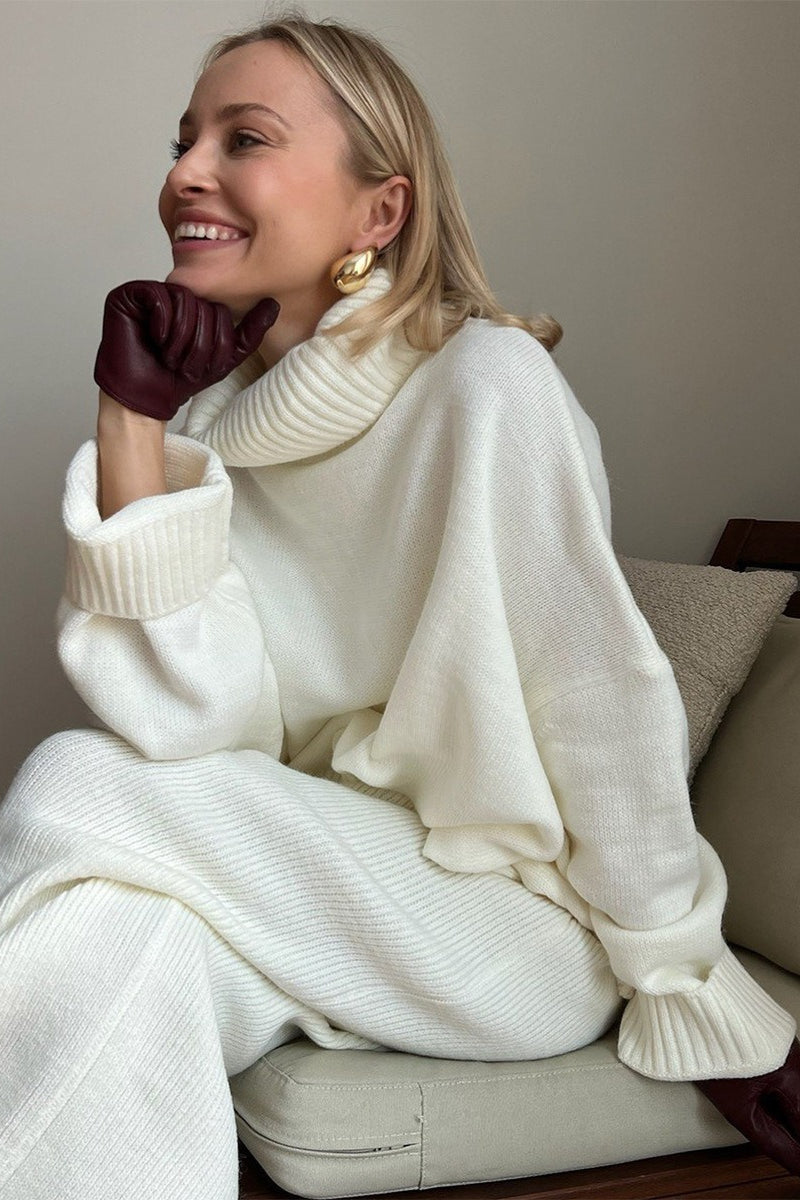 Turtleneck Oversized Sweater Maxi Skirt Set
