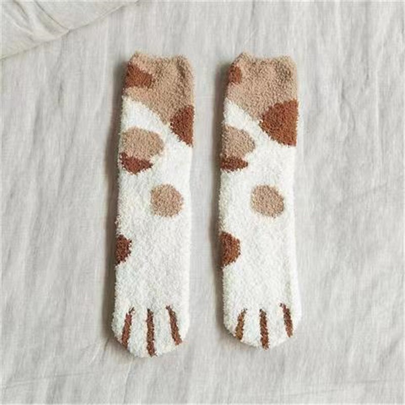 Lovely Cat Paw Inspired Fuzzy Plush Socks