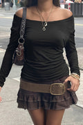 Sheer Lace Back Off Shoulder Blouse