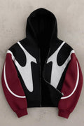 Contrast Rhinestone Zip Hoodie