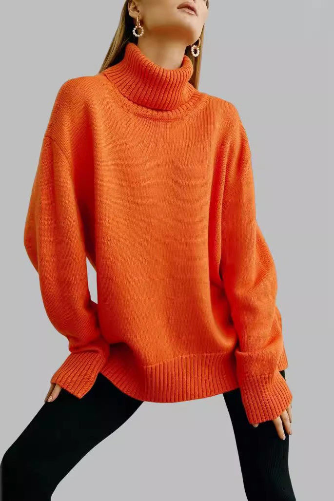 Oversized Cape Sleeve Turtleneck Knit Sweater