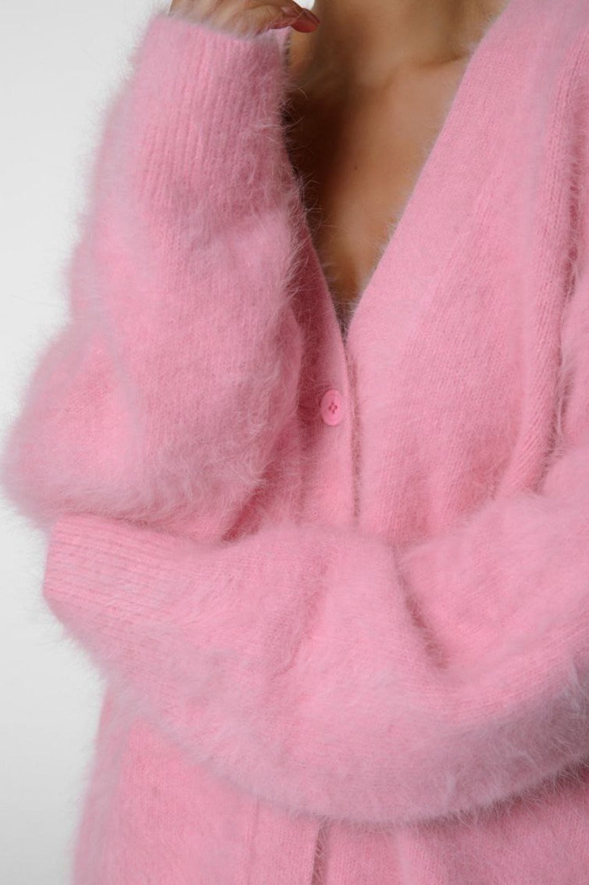 Plush V Neck Relaxed Button Knit Cardigan