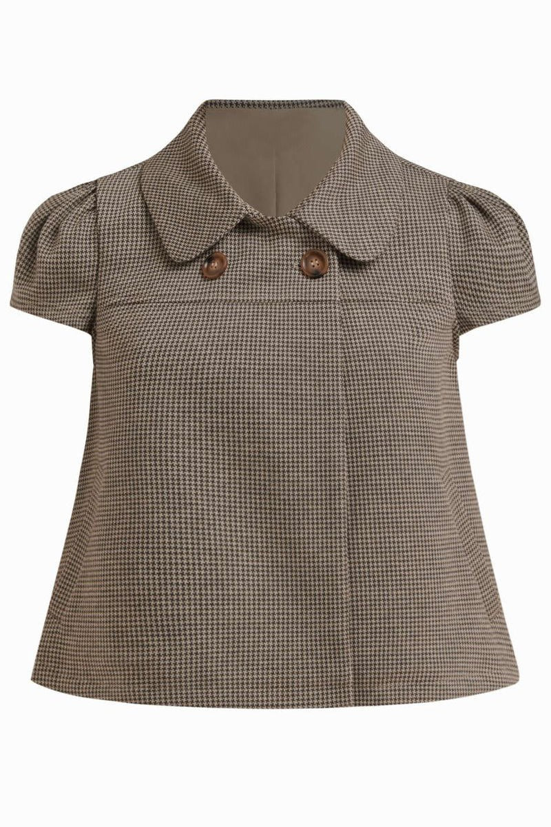 Vintage Plaid Doll Collar Crop Blouse