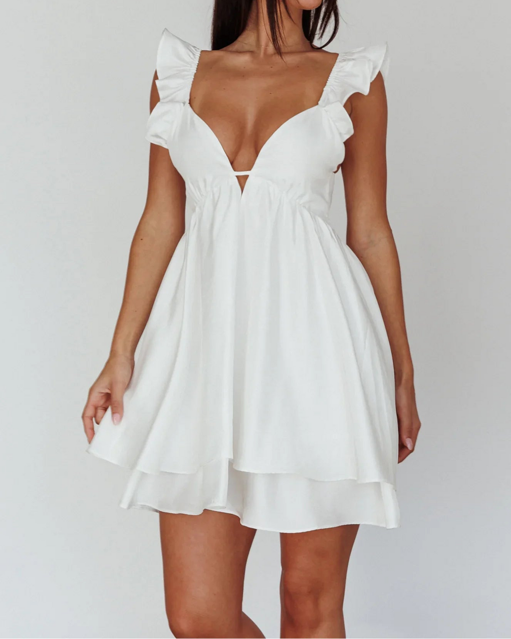 Siren Song Frill Strap Mini Dress White