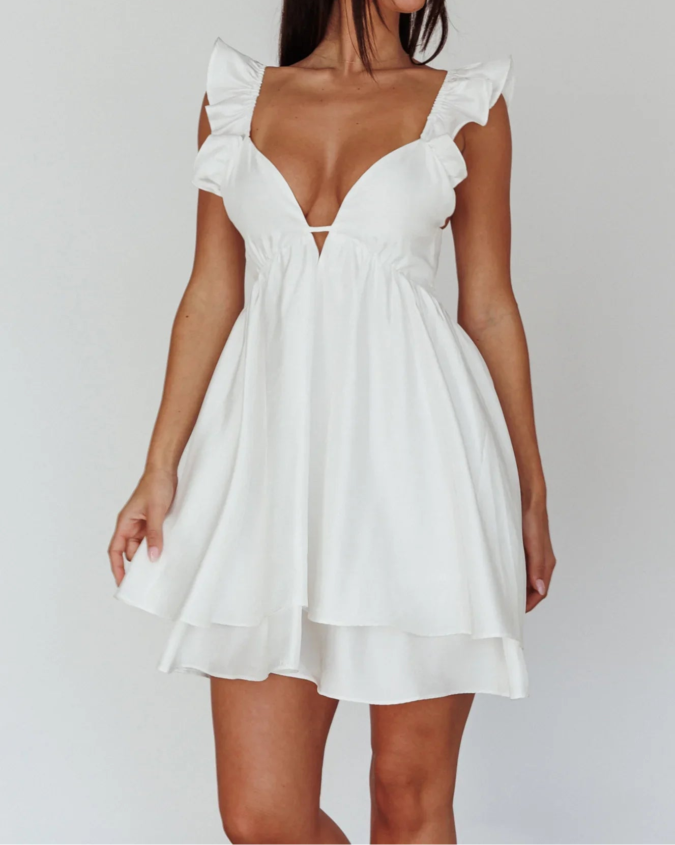 Siren Song Frill Strap Mini Dress White