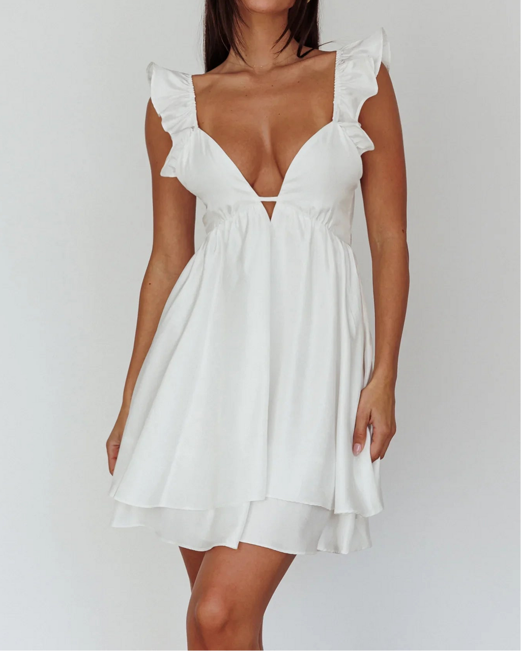 Siren Song Frill Strap Mini Dress White