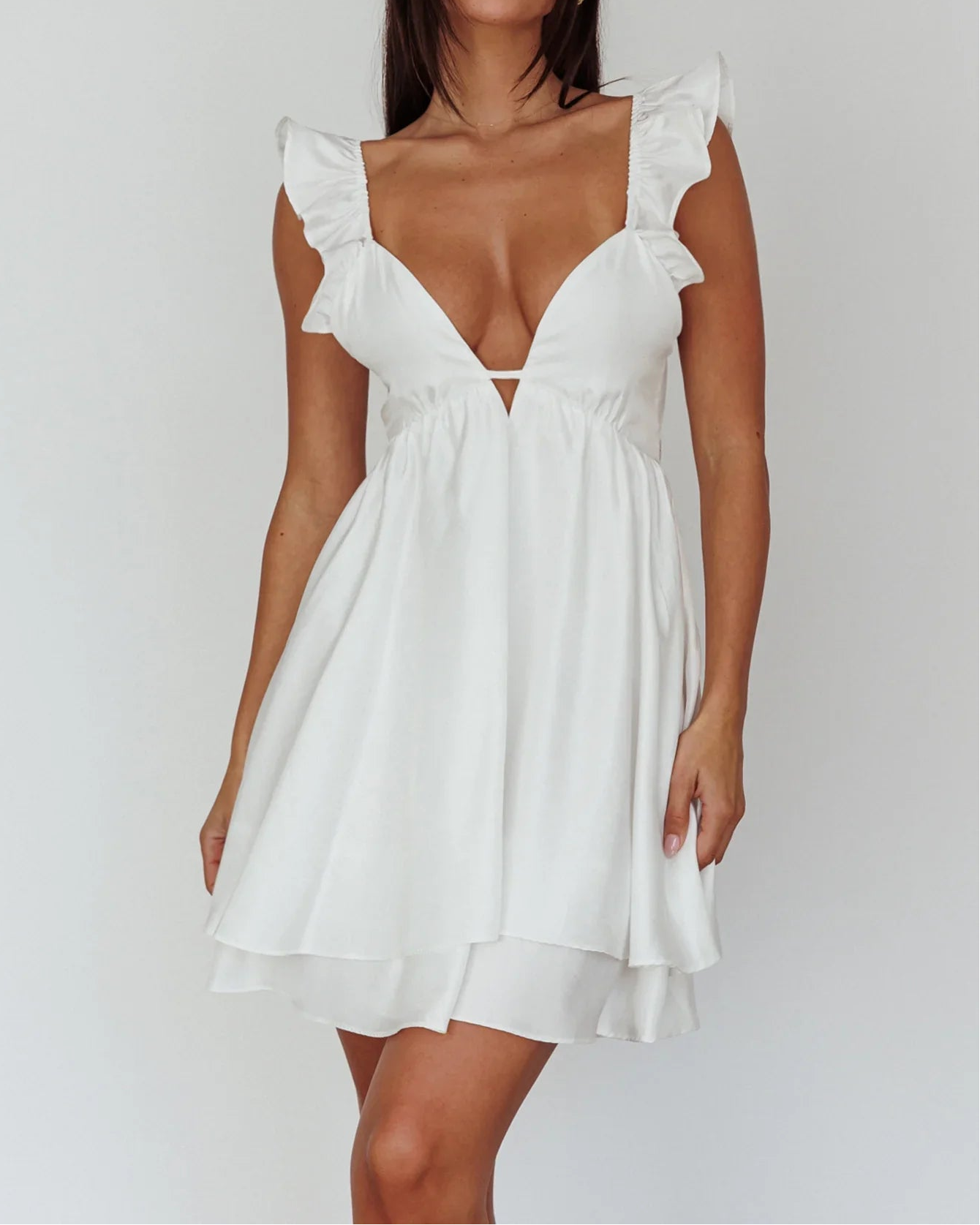 Siren Song Frill Strap Mini Dress White