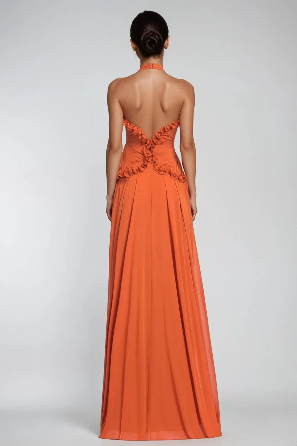 Island resort style halter neck V-neck backless fitted waist beach maxi dress
