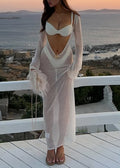Sheer Knit Long Sleeve Maxi Dress
