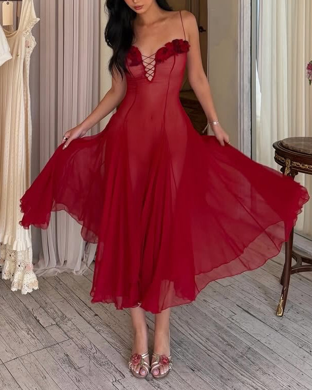 Strapless Draped Midi Dress