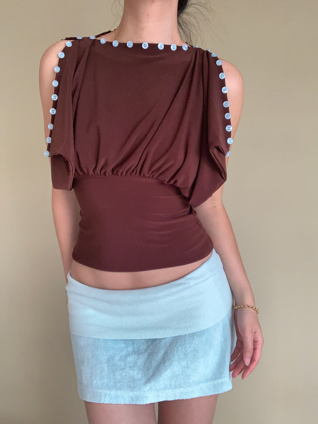 Cai Button Top - Espresso
