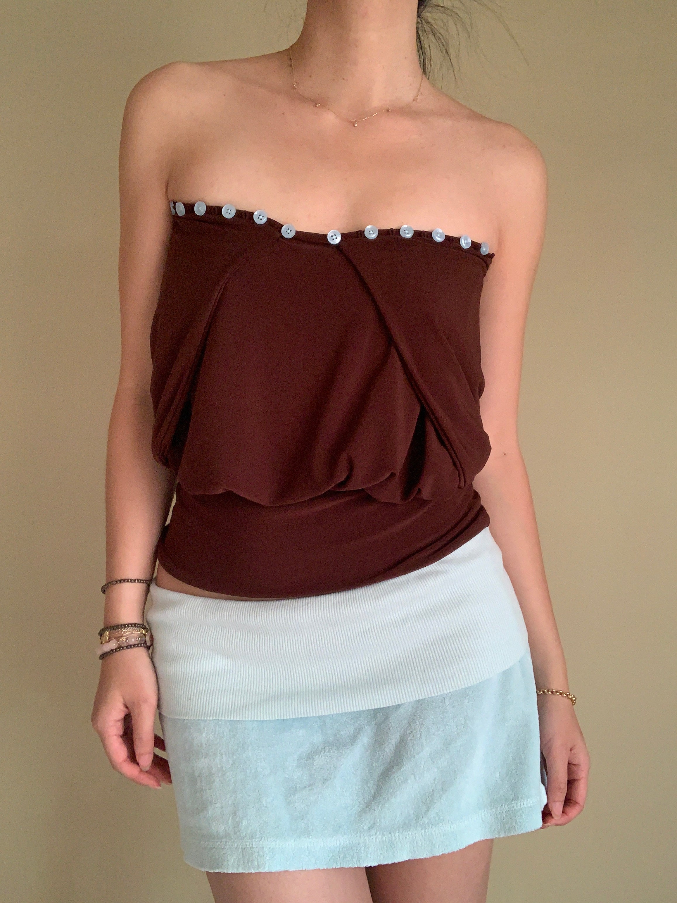 Cai Button Top - Espresso