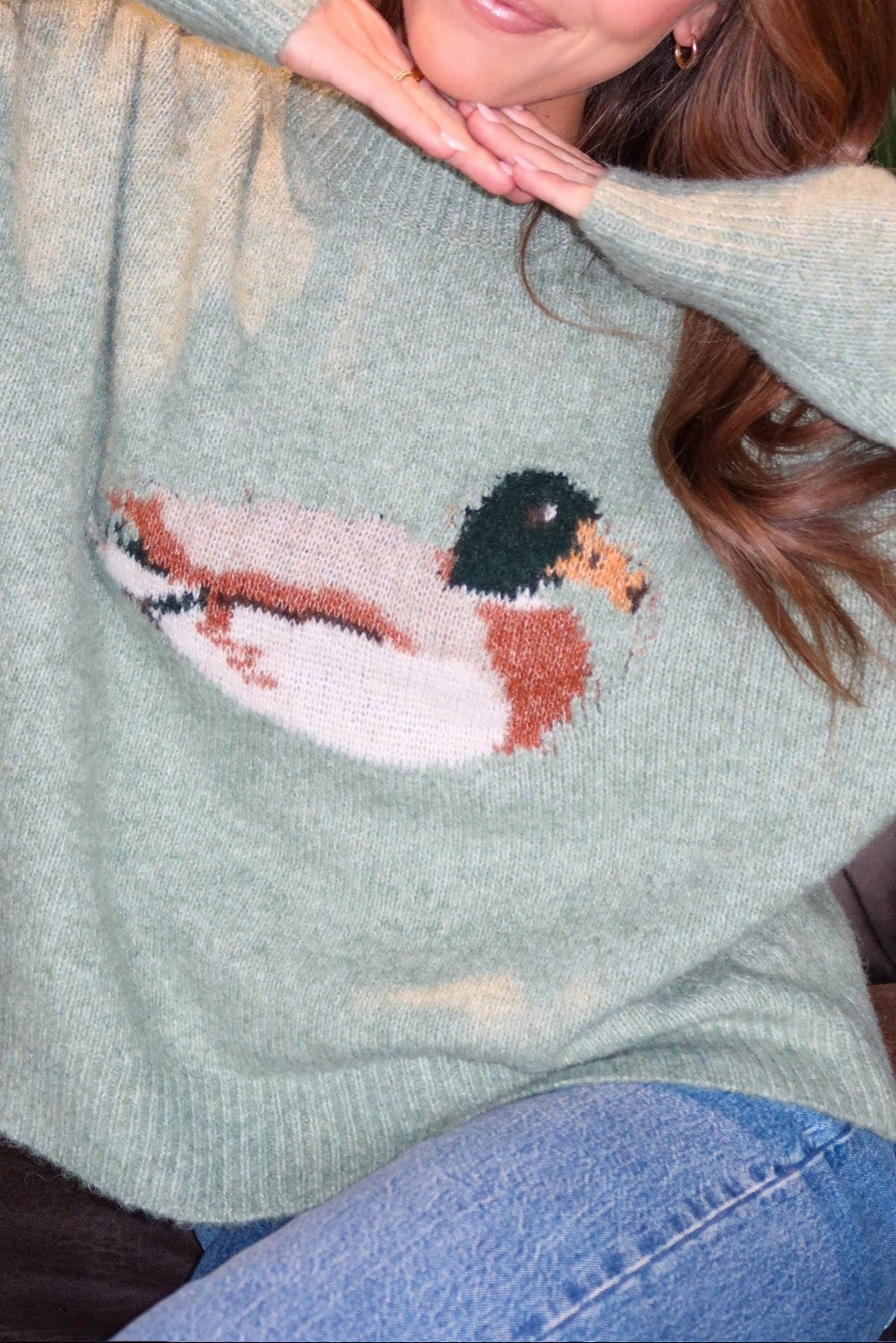 Duck Knit Sweater in Sage