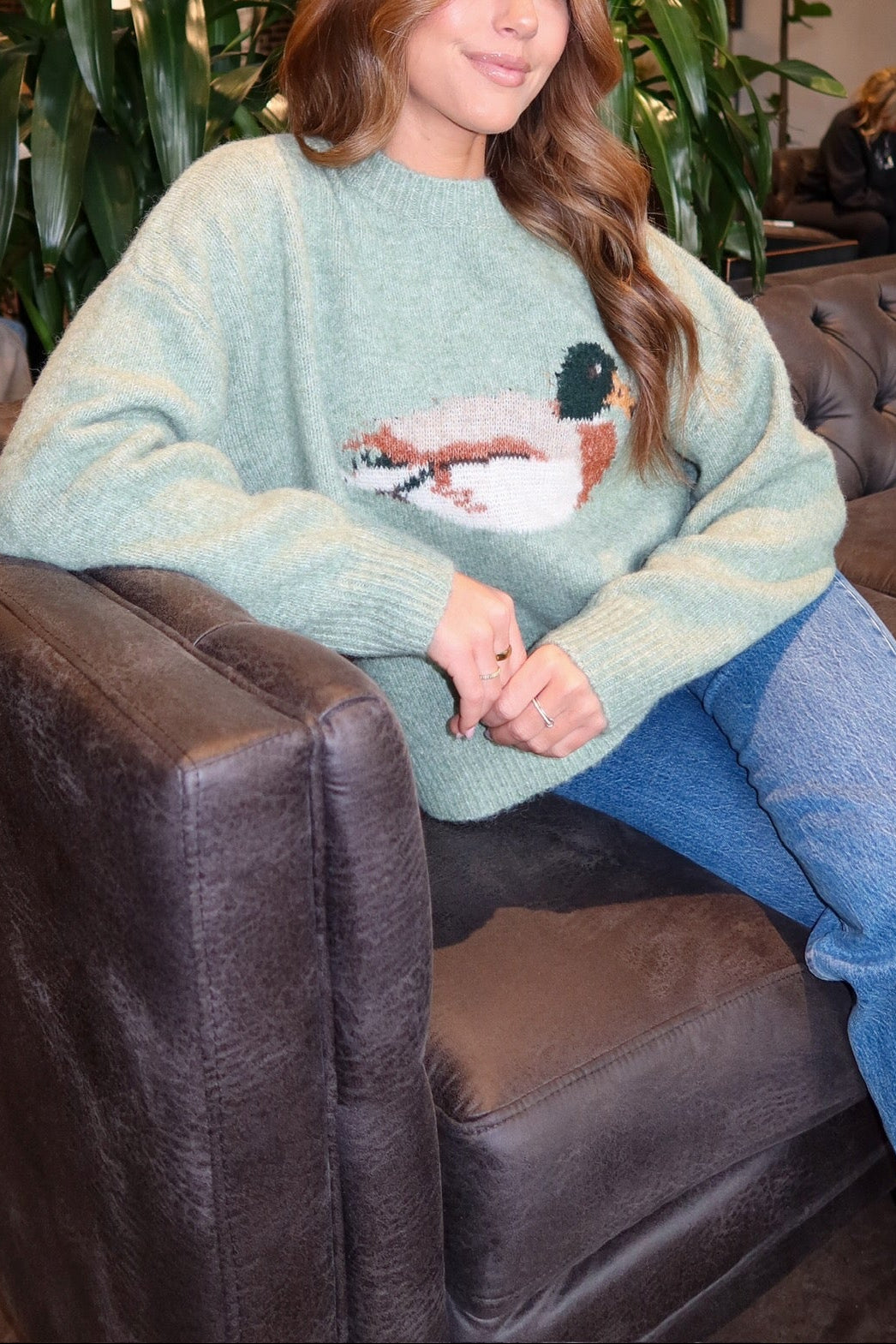 Duck Knit Sweater in Sage