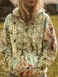 Women's Vintage Tie-Dye Art Print Casual Hoodie Sweatshirt