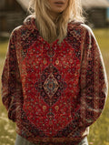 Retro Ethnic Pattern Art Print Casual Hoodie