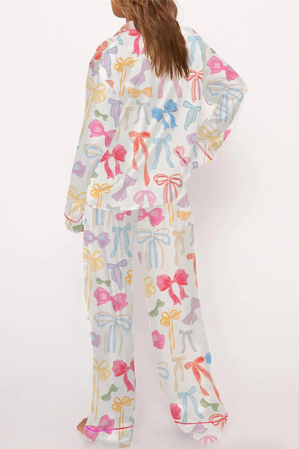 Bow Long Sleeve and Pants Pajama Set