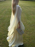 Cape Sleeve Satin Evening Gown