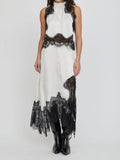 Black & White Contrast Lace Sleeveless Two-Piece Set