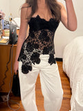 Black Sheer Lace Corset Top