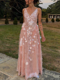 Pink Paillette Tulle Maxi Dress