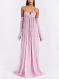 Pink Sequin Tulle Maxi Dress