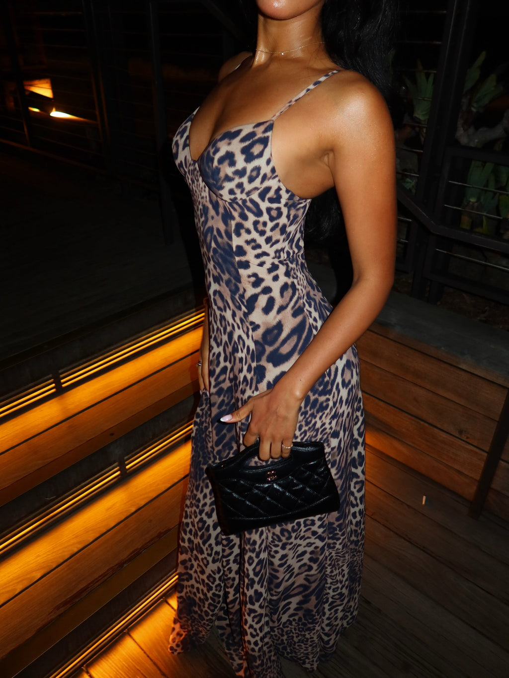 Leopard Print Spaghetti Strap Maxi Dress
