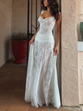 White Lace Corset Maxi Dress