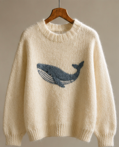 Cream Whale Knit Sweater