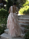 Blush Pink Tiered Ruffle Open-Back Maxi Dress