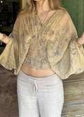Beige Floral Smocked Waist Blouse