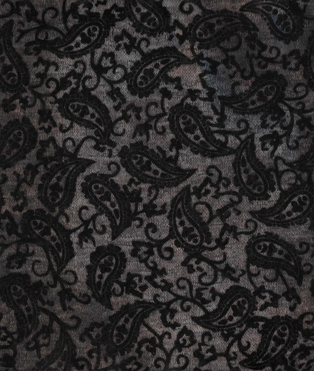 Retro Paisley Flocked Knitted Zipper Blouse