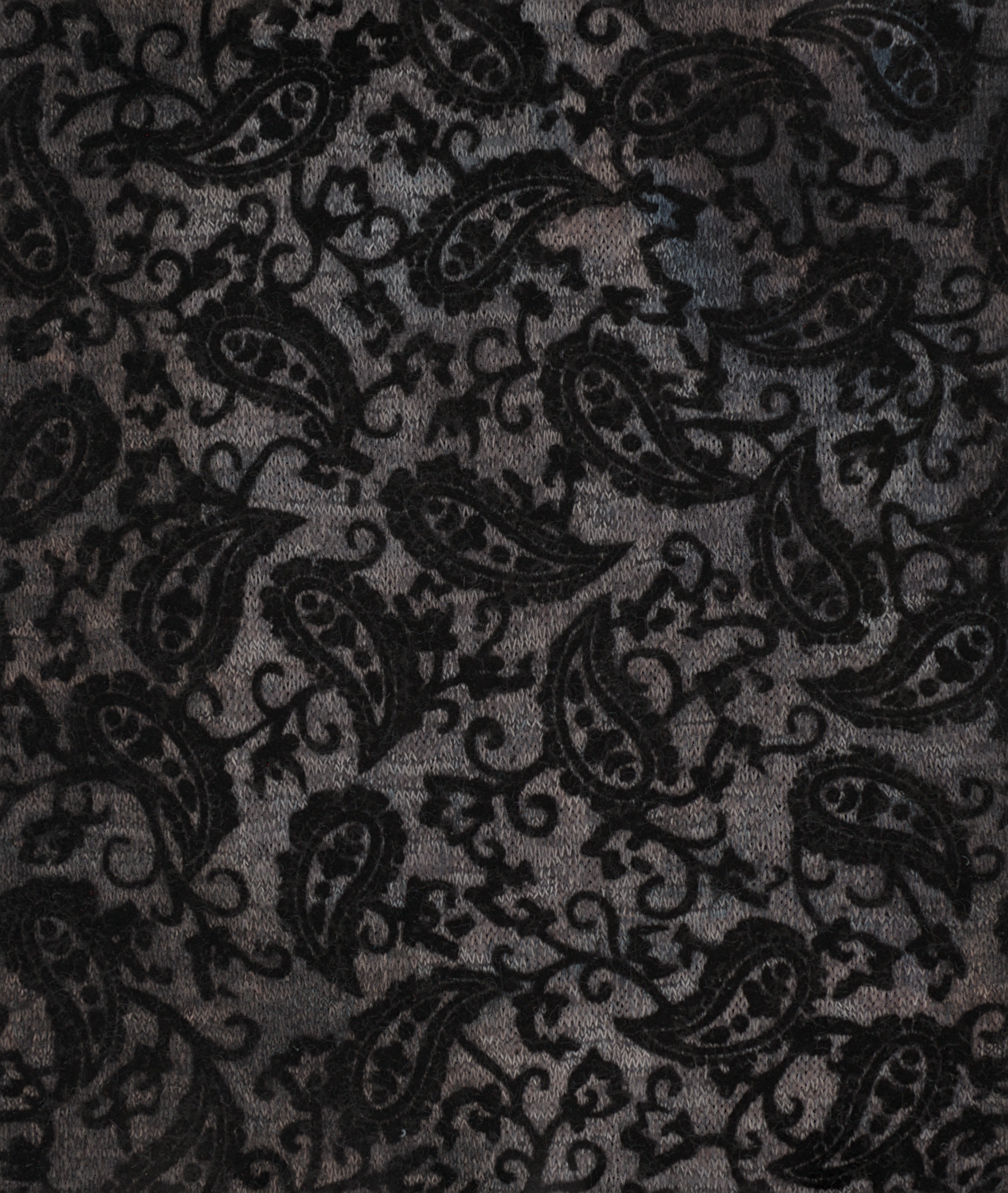 Retro Paisley Flocked Knitted Zipper Blouse