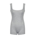 Square Neck Ribbed Form-Fitting Sleeveless Romper