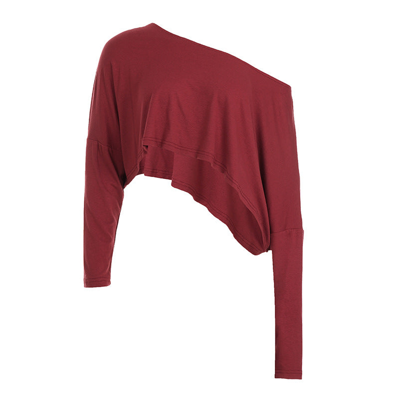 Boho Off-Shoulder Asymmetric Hem Long Sleeve Top Collection