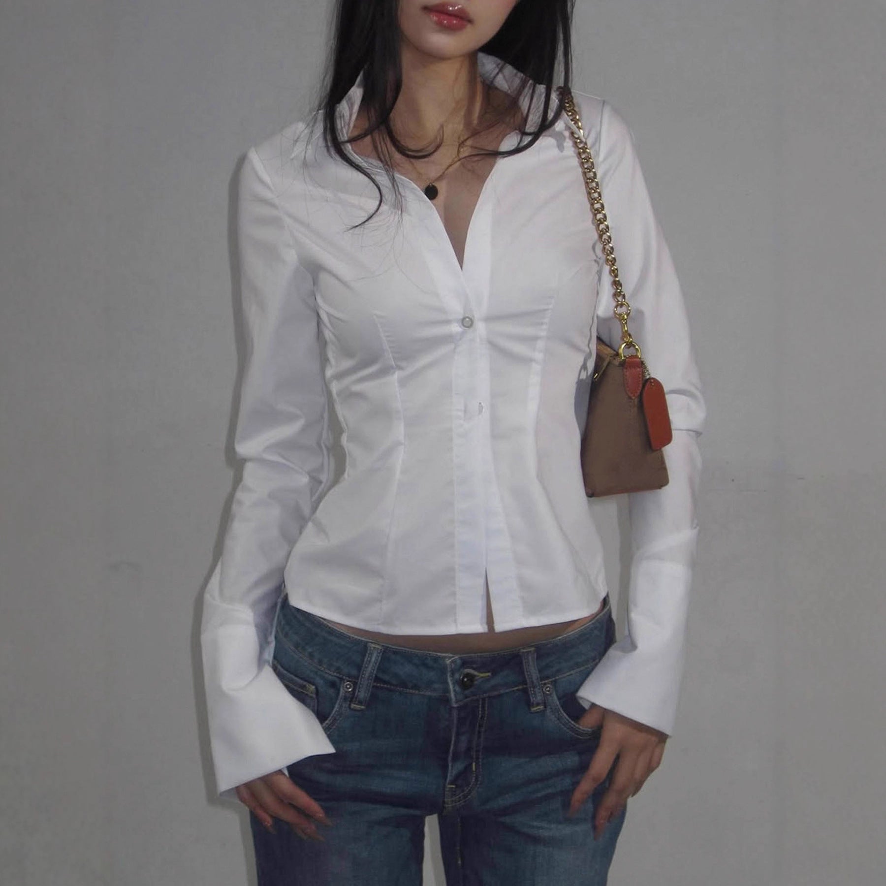 Bohemian Style Fitted Flare Sleeve Shirt