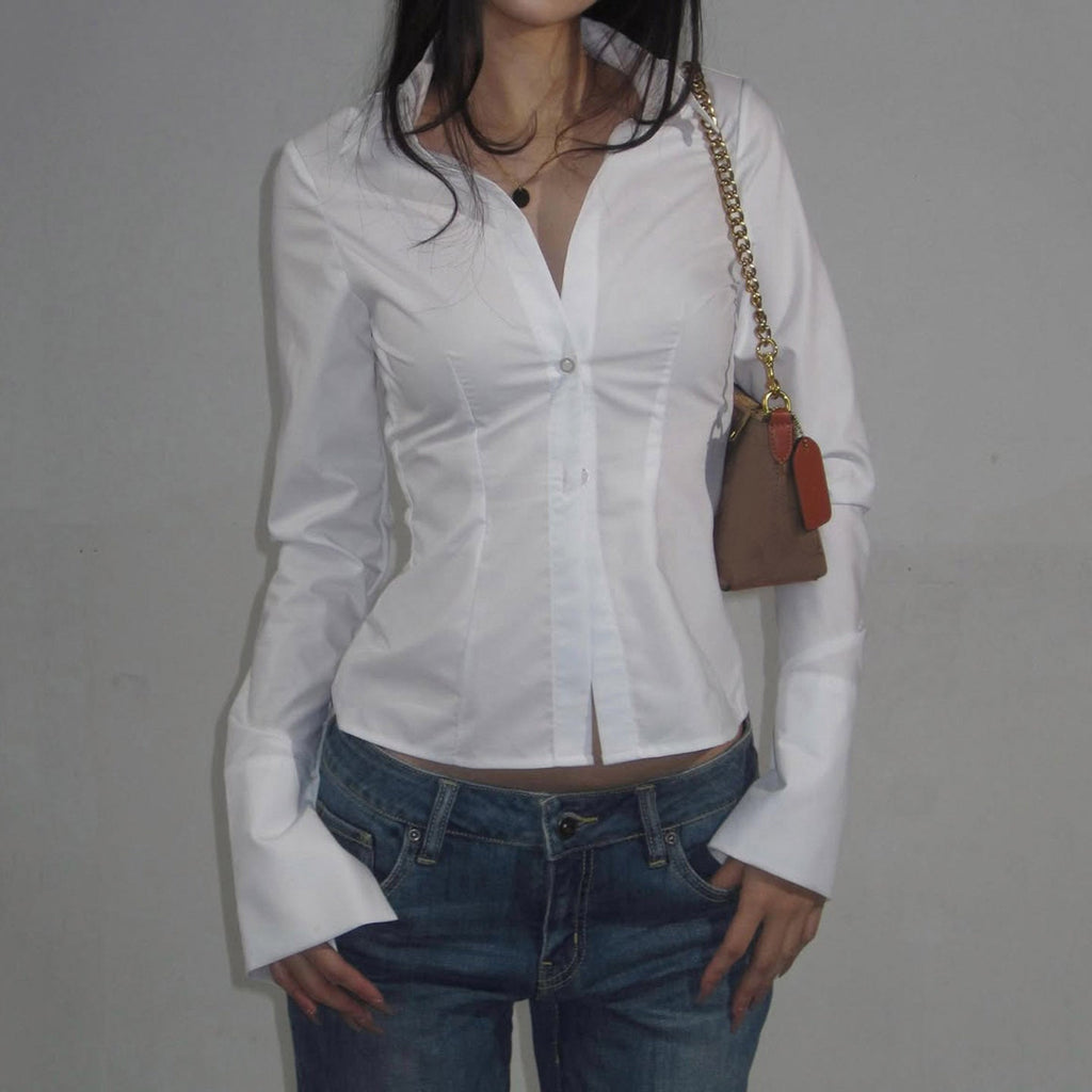 Bohemian Style Fitted Flare Sleeve Shirt