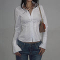 Bohemian Style Fitted Flare Sleeve Shirt