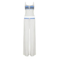 Bohemian Striped Color-Block Knit Cami & Wide-Leg Pants Set