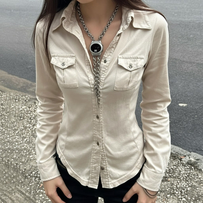 Bohemian Western Fitted Double-Pocket Long Sleeve Shirt