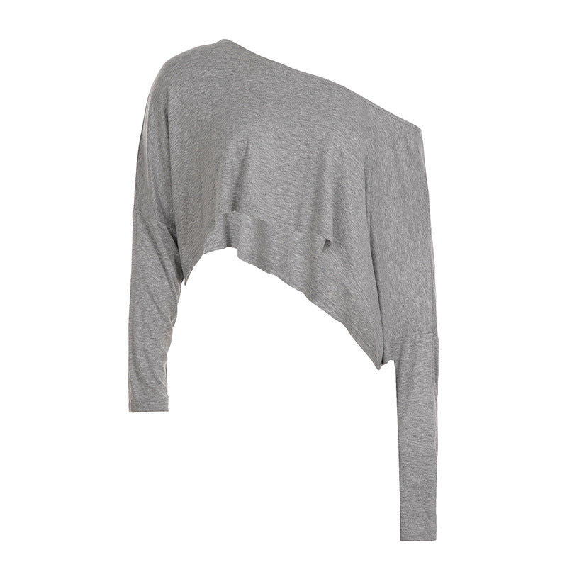 Boho Off-Shoulder Asymmetric Hem Long Sleeve Top Collection