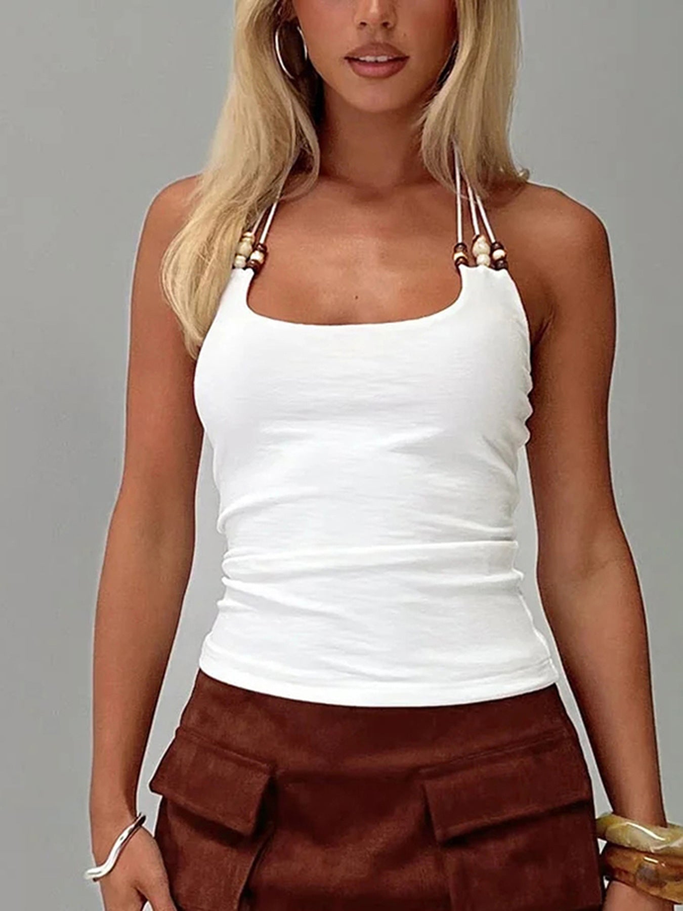 Bohemian Beaded Halter Cami Top