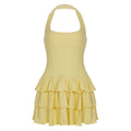 Bohemian Halter Corset Tiered Ruffle Cake Mini Dress