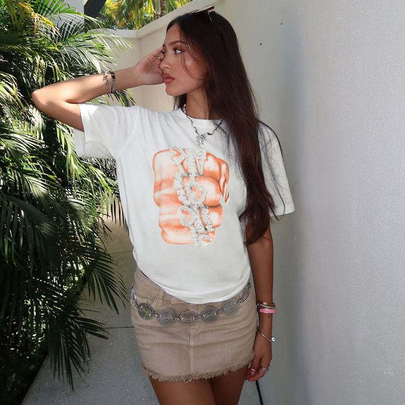 Bohemian Vintage Washed Graphic Print T-Shirt Collection