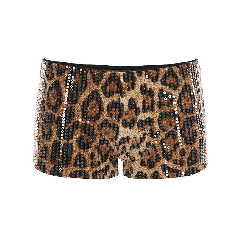 Bohemian Leopard Print Sequin Cami Bodysuit & Skirt Collection