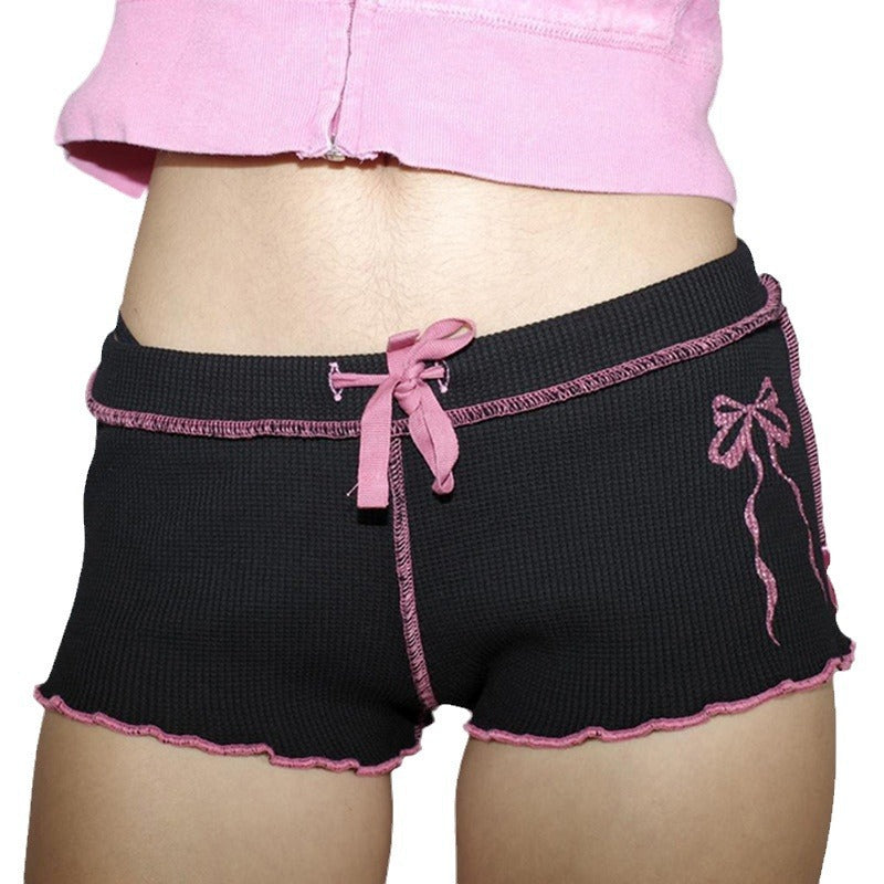 Low-Rise Color Block Foldover Casual Shorts