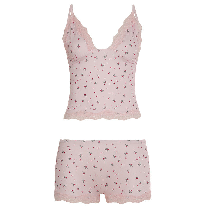 Boho Floral & Polka Dot Cami Loungewear Set Collection