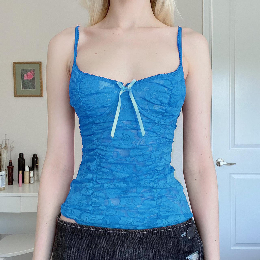 Bohemian Gingham/Heart Print Halter Deep V Form-Fitting Top
