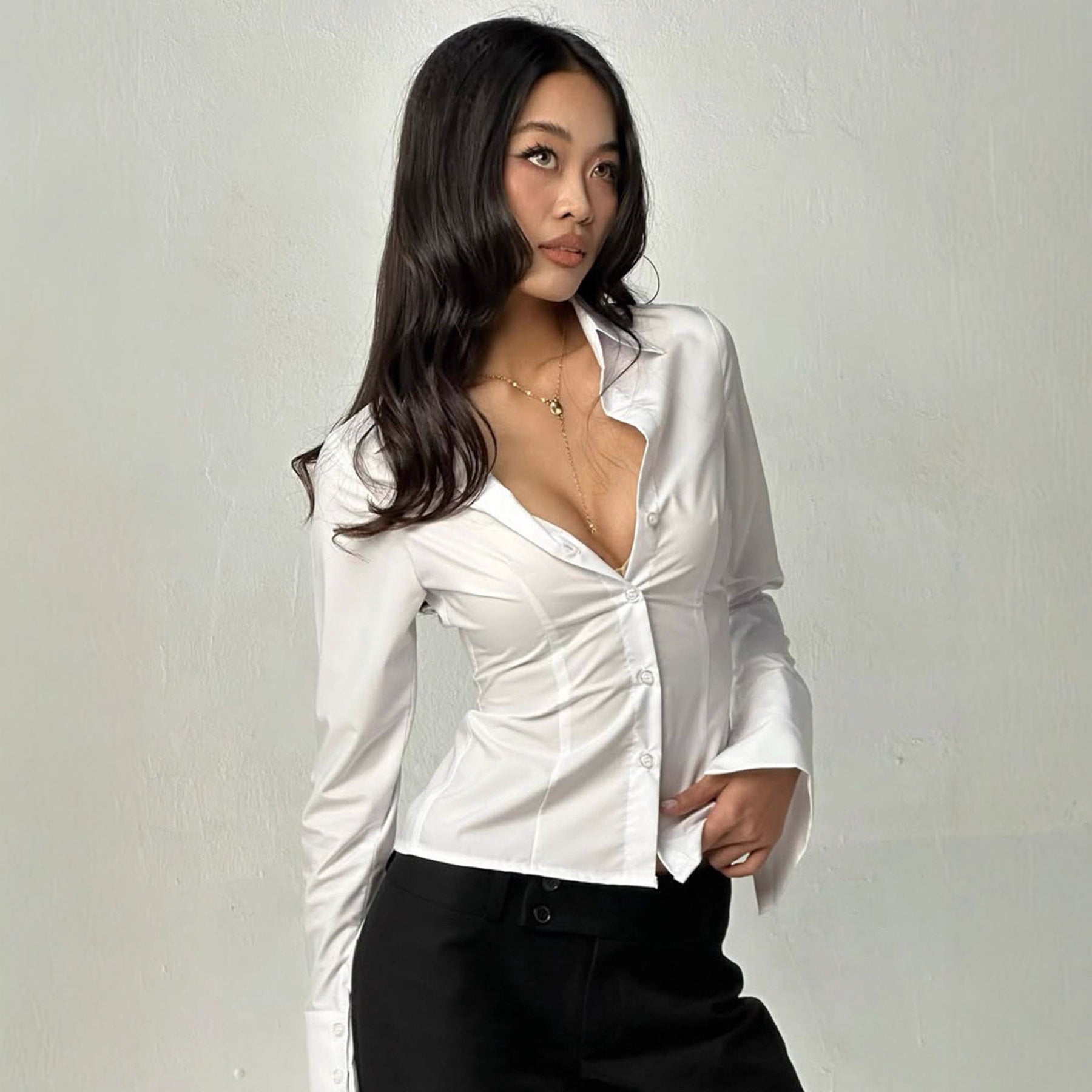 Bohemian Style Fitted Flare Sleeve Shirt