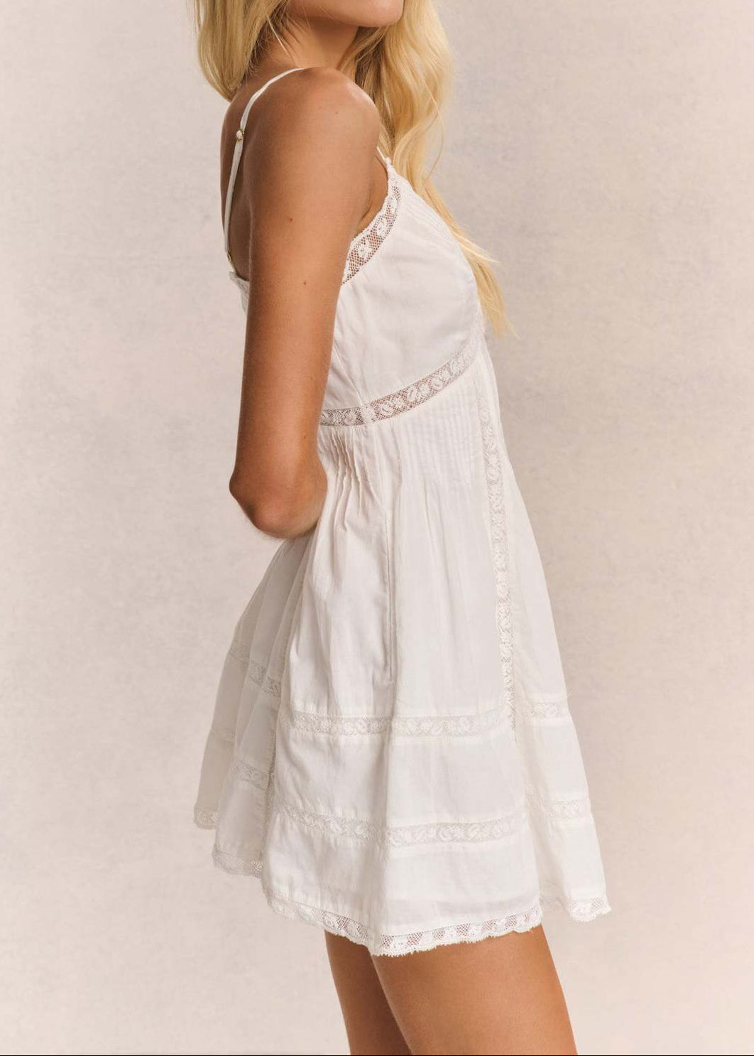 Lace Patchwork Hollow Ruffle Cami Mini Dress